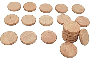 ANKTILY Unlackierte Blanko-Holzstücke, Lasergravur, Blanko-Etiketten, Buche, ohne Loch, Holzausschnitte, Scheiben für Heimwerker, Bastelbedarf, Malerei, Ornamente (rund, 20 Stück)
