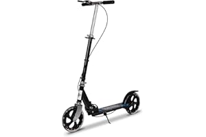 GURYON Kick Scooter for Adults, Foldable Adult Scooter Adjustable Handlebar Push Scooter with Kickstand, Dual Brake System 200mm Wheels ABEC-7 Bearings for Boys Girls Adults Teens Ages 8 9 10 11 12+ Gift