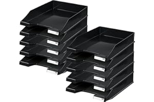 ‎HAN HAN Briefablage KLASSIK, 10 STÜCK Schreibtisch Organizer, Bürobedarf, Ablagefächer, Büromaterial, Briefkorb, Dokumentenablage, bis Format A4/C4, 1027-X-13, schwarz