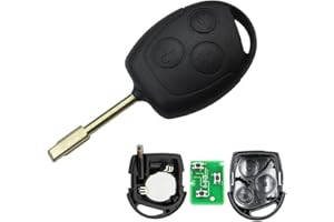 Heart Horse 3 Botones Funda de Llave Romoto, Carcasa Mando Llave del Coche, Carcasa Repuesto Llave de Coche para Mondeo Focus Fiesta KA Transit (433 MHz 4D60 Vidrio Chip)