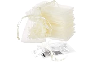 NBEADS 100pz Sacchetti di Organza, 7x5cm Sacchetti Confetti Coriandoli Bianchi Piccoli Gioielli Sacchetti Bomboniere Regalo per Bracciale Collana Perline Portaoggetti