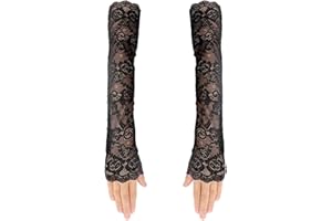 Lufdegim Spitzenhandschuhe Fingerlose Lange Spitze Netz Handschuhe Frauen 1920er Vintage Spitze Armabdeckung Party Kostüm Tee Party Hochzeitsfeier Dating Abend Party Zubehör Kostüm