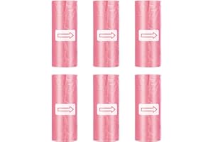 AXNSATRE Lot de 6 Rouleaux Mini Sacs pour Poubelle de Voiture - Taille 22 x 29 cm, Sacs Roses, Petite Poubelle