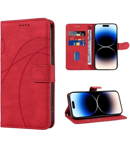 Cover A Libro In Pelle Per Sony Xperia 1 VII - Custodia Portafoglio Rossa Con Supporto E Chiusura Magnetica