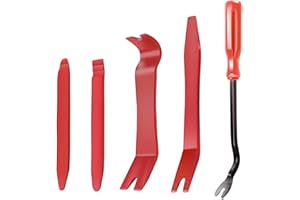 Maykafay Kit di Smontaggio per Riparazioni Auto, 5pcs Rimozione Ricambio Cunei in Plastica Leve Refit Set, Removal Tools Kit, Auto Trim rimozione Installer Pry Strumento Attrezzi,Rosso