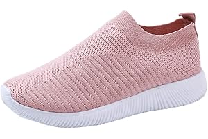 SUSENSTONE Chaussures Femme Ete Confortable Pas Cher Soldes Baskets Basses Plate Running Jogging Sport Respirant Mesh Chaussette Fille Tennis Sneakers