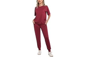 Irevial Sportivo Donna Completo,Completi Sportivi Donna Due Pezzi, Tuta Donna Sportiva Estiva, T-Shirt & Pantaloni Casual, Elegante Tuta Donna Ginnastica per Jogging, Training, Casa, Fitness