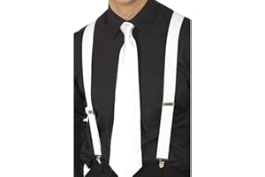 Smiffys Bretelles élastiques blanches, avec clip métallique