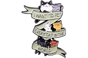 maiyixiang I WANT TO PET EVERY CAT IN THE WORLD Enamel Pin Funny Cat Brooch Lapel Pins Badges Hat Scarf Bag Accessories Jewelry Gifts, Green