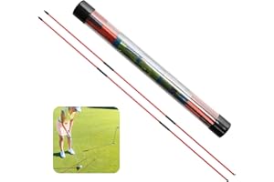 FINGER TEN 2022 Golf Alignment Sticks Stick Training Aid 3 Sections Rods Rod Cover Tool Swing Trainer Aids Set of 2 Red, Foldable Practice Rods Training Aiming Putting Full Posture (2 Pack in Red)