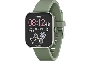 RADLEY Series 32 Smartwatch für Damen mit Bluetooth-Anruf, Gesundheits-Fitness-Tracker, 1,8 Zoll, Herzfrequenz, Schlaf-Tracking, Dark Olive Silikonarmband, IP68 Wasserdicht