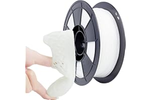 ZIRO Flexible TPU Filament 1.75mm, 3D Printer Filament 1.75mm TPU Flexible Filament 0.8KG Spool, Dimensional Accuracy +/- 0.03mm, White