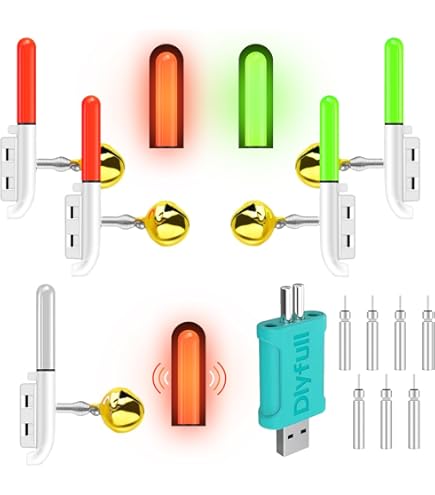 Tulov Bissanzeiger Set - 4 Knicklichter Für Nachtangeln | Mit Akkus & Ladegerät