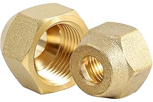 BEATIFIC 2 Stück 3/8" Bördelüberwurfmutter, Bördelkappe aus Messing, Kältemittelleitung Bördel Buchse, Überwurfmutter, 3/8 Zoll Muttern für die Montage von Split Klimaanlagen