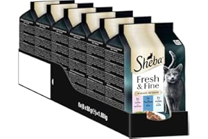 ‎SHEBA Sheba Portionsbeutel Katzennassfutter Multipack Fresh & Fine in Sauce mit Lachs und Thunfisch MSC, 6x6x50g - Premium Katzenfutter in Sauce mit Lachs und Thunfisch