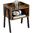 Lot de 2 Tables de Chevet Industrielle à 2 Compartments et 2 Étagères