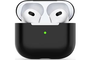 WATRUER für Airpods 3 Hülle, Schutzhülle aus ultradünnem weichem Silikon, stoßfest, rutschfest, Zubehör Schutzhülle für Apple Airpods 3 Front LED sichtbare Ladehülle - Schwarz