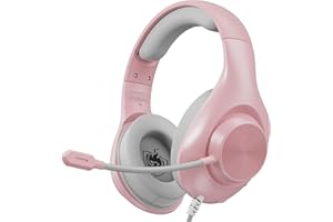 YOTMS Cascos Gaming PS4, Auriculares Gaming con Micrófono, Cancelación de Ruido, Sonido Estéreo, para PC, PS5, PS4, Xbox Series X/S, Switch (Rosa)