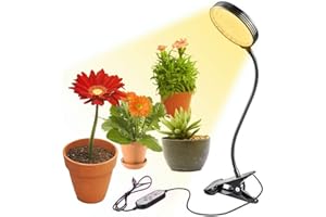 FAVRISON Lampada a LED per piante, 15 W, 78 LED, simile al sole, con timer, 5 livelli di intensità regolabile, a collo di cigno regolabile, per piante da interni