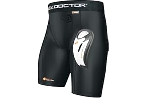 Shock Doctor 221 - Short de compression avec coquille de protection Bioflex - Noir ou Blanc - Adulte et Garçon