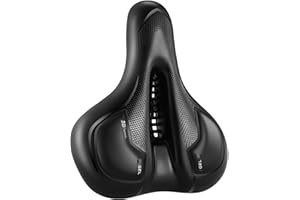 Rarapop Comfort Gel Bike Seat, Bicycle Saddle Replacement for Women or Men, Padded Soft High Density Memory Foam with Dual Shock Absorbing Balls, Universal Fit for Mountain Road Exercise Bike