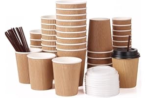 AWARE HOME CONCEPT 100 Pack of Eco-Friendly Ripple Kraft Paper Cups - Disposable Insulated Coffee Cups for Hot and Cold Drinks - Triple Walled Cups for Coffee and Tea, Ideal for Coffee Events (8oz - 240ml)