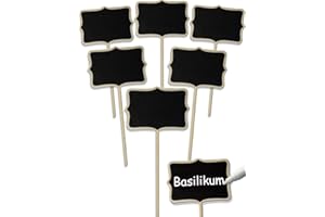 HomeTools.eu Classic - Juego de 6 carteles de madera para macetas, balcones, hierbas, jardines, macetas de flores, se pueden escribir en un clásico de 22 cm