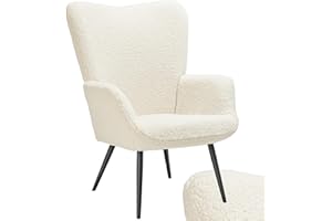 ‎TECTAKE tectake® Skandinavischer Stil Ohrensessel, Teddy Sessel Hygge, Bouclé Sessel Wohnzimmer, Schlafzimmer, Statement Piece Loungesessel, belastbar bis 150 kg
