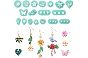 ORIGACH 18 Pcs Spring Clay Cutters，Floral & Leaf Design Clay Cutters for Polymer Jewelry Earrings with a Clear Storage Box