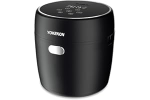 ‎YOKEKON Reiskocher Klein 2L, YOKEKON Low Sugar mit Dampfgarer, 8-in-1 Mini Rice Cooker mit Low-Carb-Funktion,Timer und auto Warmhaltefunktion,Sushi,Risotto,Antihaftbeschichtung, Schwarz, 350W