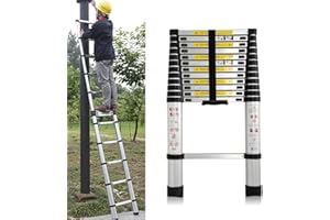 AUTOFU 5m Telescopic Ladders 16.4FT Aluminium Multi-Purpose Telescoping Extension Extendable Folding Collapsible Portable Ladder for Home or RV Roof Loft, 330 Lb Capacity