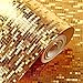 Produktbild Hanmero Moderne Luxus Tapete, Blattgold farbenfrohe glänzend Fototapete für Schlafzimmer Wohnzimmer Hotel Decoration Wand 3 Farbe 10*0,53m … (Gold-Gelb)
