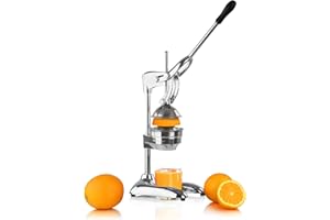 ‎MAHLZEIT Mahlzeit Edelstahl Saftpresse manuell | Hebel Zitruspresse | Handpresse, Fruchtsaftpresse, Orangenpresse, Zitronenpresse für mehr Saft | Entsafter für Orangen, Zitronen, Limetten (Silber)