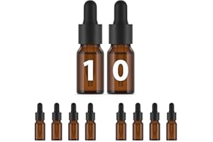 Essenciales Botellas de Cristal Ámbar con Pipeta Cuentagotas - 10 ml x 10 Frascos de Vidrio