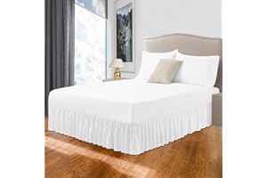 LIZZIE JACOBS Easy Care Plain Dyed Polycotton Valance Sheet Super Soft Shrinkage Fade Resistant Frilled Valance Bed Skirts Extra Deep Fitted Valance Bed Sheets (White, Single)