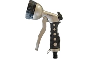 Jardibric Pistolet d'Arrosage Métal Gainé 8 Jets – Contrôle du Débit au Pouce – Poignée Métal Ergonomique – Arrosage Précis et Durable pour Jardin et Usage Pro