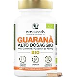 Guaranà BIO Extra Forte, 6000mg al giorno | 10% Caffeina Naturale | 90 capsule | Equilibrio del peso, Energia, Concentrazione