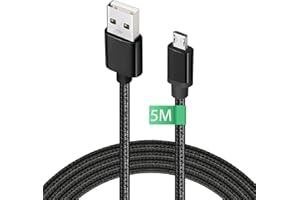MANCRO Mikrokabel USB, 5-metrowy kabel akceleratora Android, mieszany szybki, synchroniczny kabel USB z nylonem zgodny z kabel gniazda kontrolera PS, do Nexus, do Sony