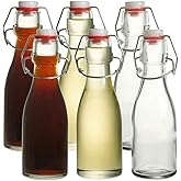 Mini Clip Top Bottle 150ml Set of 6 Glass Airtight Preserve Bottles With Swing Flip Top 150ml Clear Glass Bottles For Oil, Vi