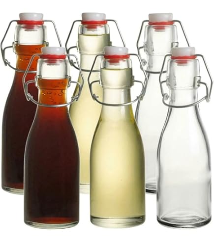Fiole En Verre VORHOT Lot De 12 Mini Bouteilles En Verre à Remplir De Jus, De Liqueur Et De Gingembre De 60 Ml Avec Couvercle, Brosse De Nettoyage, Stylo, Entonnoir Et 12