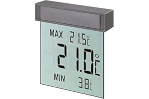 TFA Dostmann Thermomètre de fenêtre numérique Vision, 30.1025, grand écran pour lire la température extérieure, pour l'extérieur, autocollant, argent
