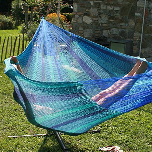 MacaMex MA-00247 Hängematte, Mexikanische Netzhängematte Familienhängematte XXL 4 Personen 300 kg, 410 x 300 x 150 cm, caribe - 3