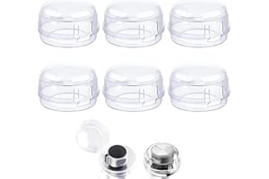 KUKUPOW Children's Cooker Protection, Pack of 6, Child Lock Cooker, Child Lock Knobs, Cooker Child Lock, Suitable for 6.5 cm x 4 cm, Cover Max. 4.2 cm Cookware Knobs (Transparent)