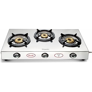 prestige steel 3 burner gas stove