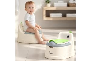 R for Rabbit Tiny Tots Dino Potty Seat Comfortable Potty Training Removable Bowl Anti-Slip Pads Ergonomic Design for New Born Baby/Infant/Kids Weight Up to 50 kg 1 to 7 Years (White Green)