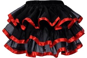 Yummy Bee Women’s Black Tutu Skirt – Layered Tulle Tutu for Burlesque, Fancy Dress or Halloween Costume – Plus Size 6–24