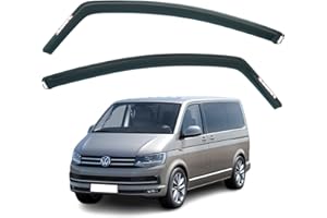 AirFlux Set mit 2 Windabweisern, kompatibel mit VW Transporter T5 T6 T6.1 2004-2024, In-Kanal, Dunkles Rauchgetönt, Selbstklebend