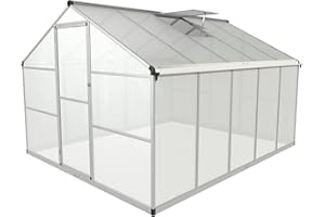 Gegaden Aluminium Gewächshaus für den Garten | Mit 8 cm dickeres Fundament |301*238*195 cm | Vielseitig nutzbar als Treibhaus, Gartenhaus,Aufzucht Tomatenhaus,Frühbeet und Pflanzenhaus