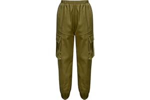 YiZYiF Cargo Pantalon de Sport Enfant Fille Pantalon Danse Jazz Fitness Running Jogging Tendance Streetwear Taille Haute Legging 4-14 Ans