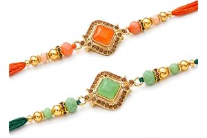 Pastel stone rakhi for Bhai | Beautiful Stone rakhi for brother Pair of 2